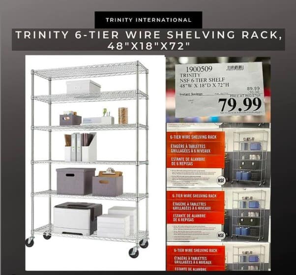 Trinity EcoStorage 6Tier Wire Rack w/ Wheels Costco Deals